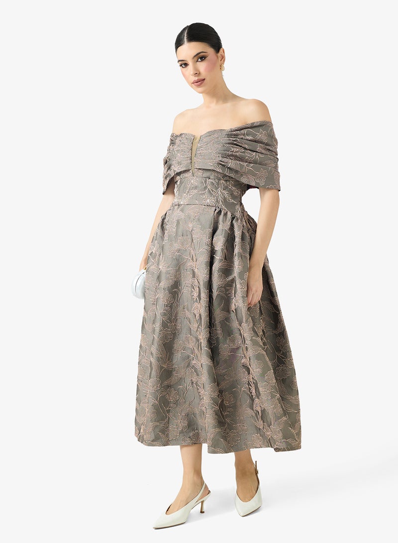 Threadz by Ajooni Floral Off-Shoulder Dress - Image 1